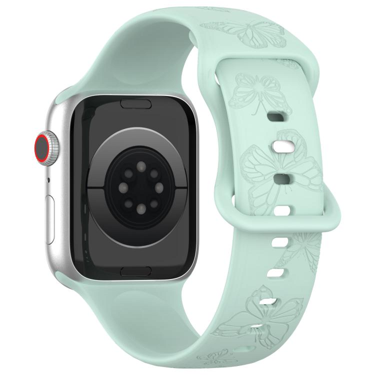 For Apple Watch 42mm / 41mm / 40mm / 38mm Kalebol 8-shaped Buckle Butterfly Embossed Silicone Watch Band