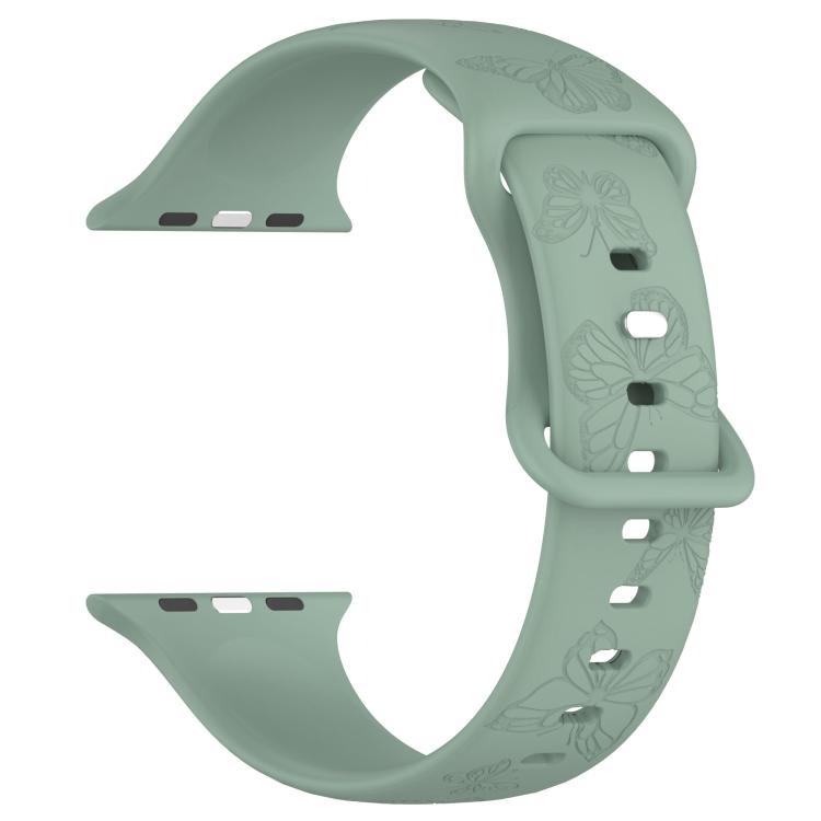 For Apple Watch 42mm / 41mm / 40mm / 38mm Kalebol 8-shaped Buckle Butterfly Embossed Silicone Watch Band