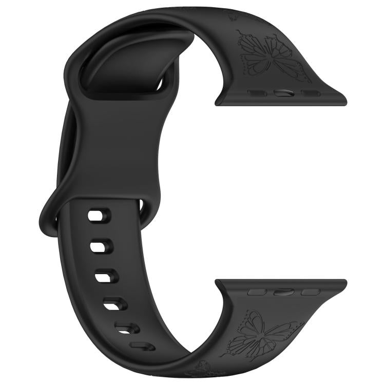 For Apple Watch 42mm / 41mm / 40mm / 38mm Kalebol 8-shaped Buckle Butterfly Embossed Silicone Watch Band