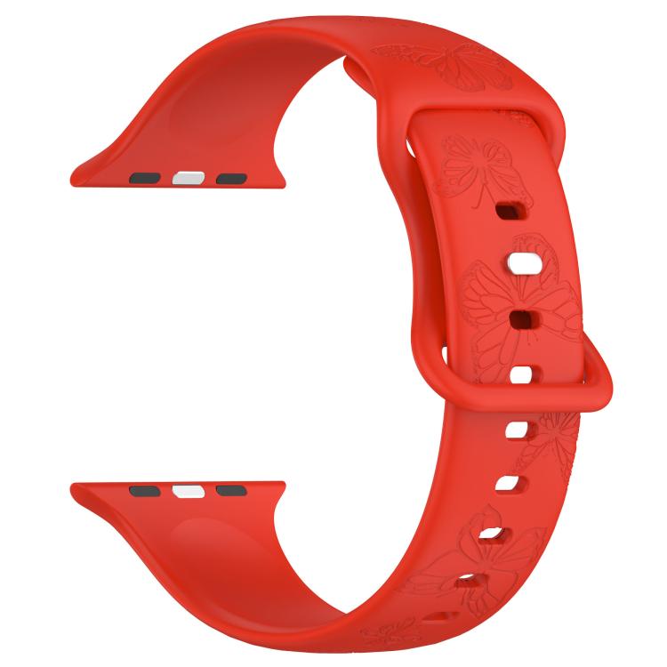 For Apple Watch 42mm / 41mm / 40mm / 38mm Kalebol 8-shaped Buckle Butterfly Embossed Silicone Watch Band