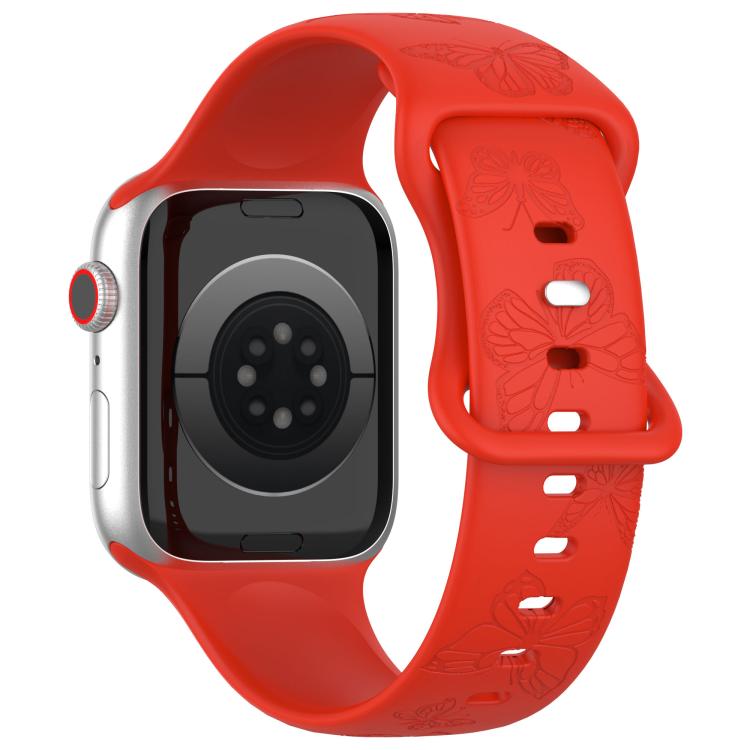 For Apple Watch 42mm / 41mm / 40mm / 38mm Kalebol 8-shaped Buckle Butterfly Embossed Silicone Watch Band
