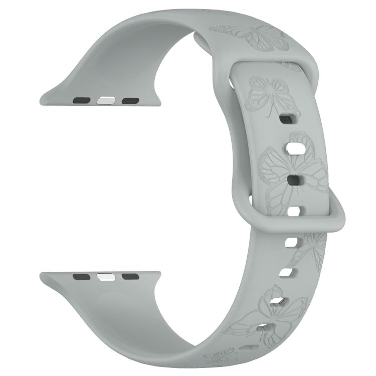 For Apple Watch 42mm / 41mm / 40mm / 38mm Kalebol 8-shaped Buckle Butterfly Embossed Silicone Watch Band