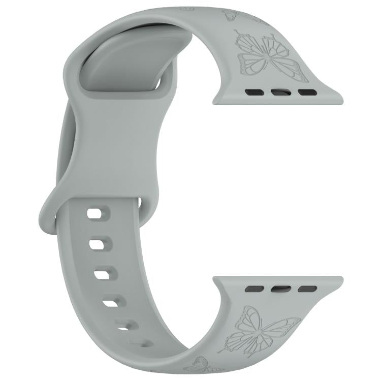 For Apple Watch 42mm / 41mm / 40mm / 38mm Kalebol 8-shaped Buckle Butterfly Embossed Silicone Watch Band