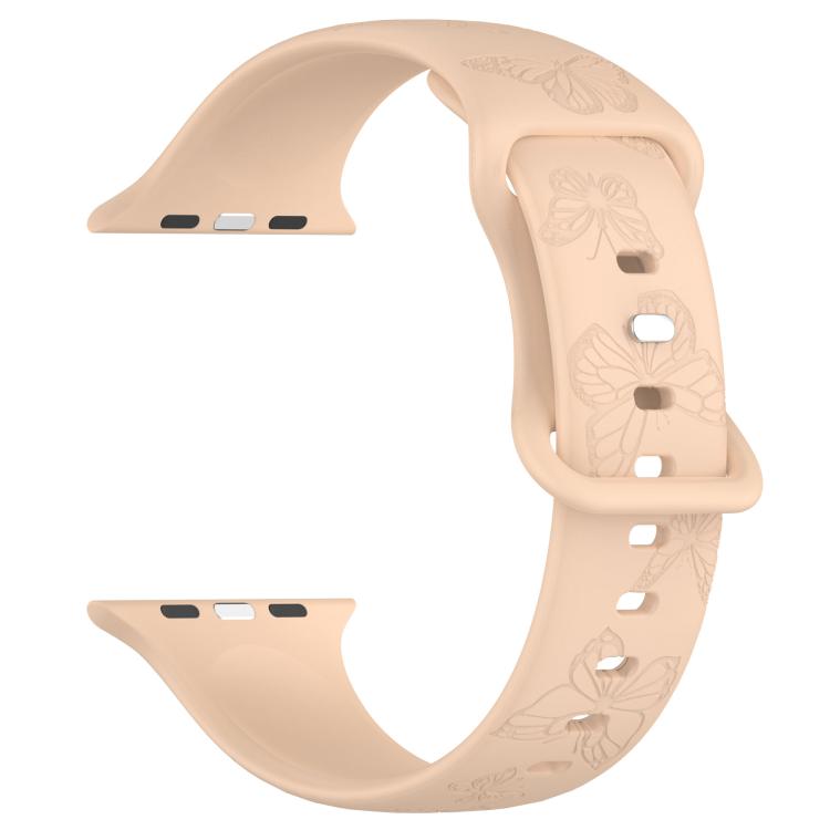 For Apple Watch 42mm / 41mm / 40mm / 38mm Kalebol 8-shaped Buckle Butterfly Embossed Silicone Watch Band