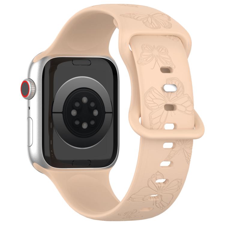 For Apple Watch 42mm / 41mm / 40mm / 38mm Kalebol 8-shaped Buckle Butterfly Embossed Silicone Watch Band