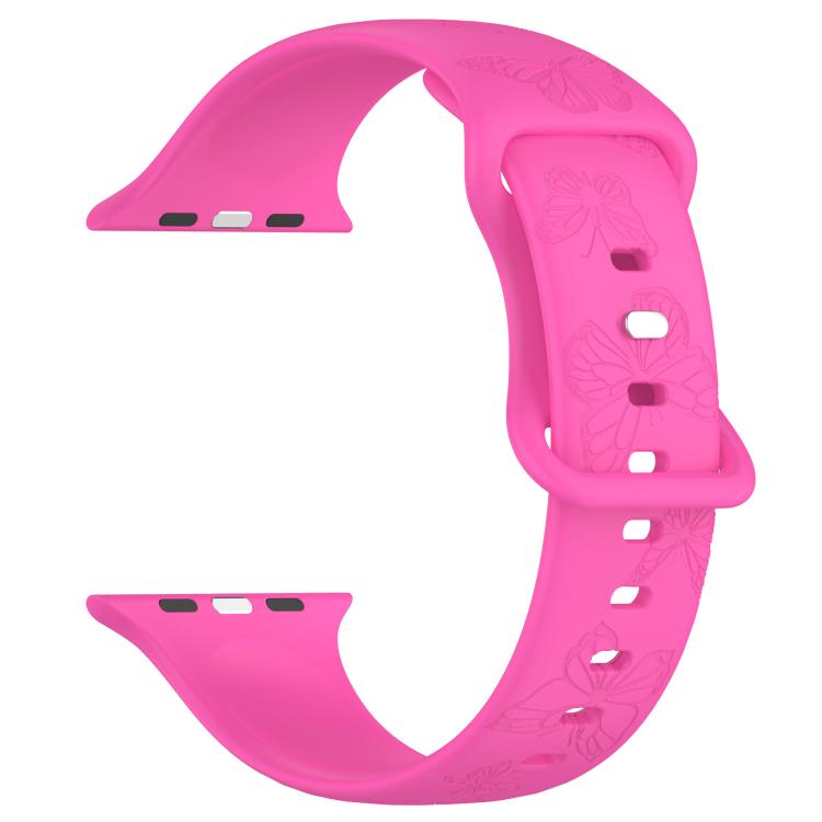 For Apple Watch 42mm / 41mm / 40mm / 38mm Kalebol 8-shaped Buckle Butterfly Embossed Silicone Watch Band