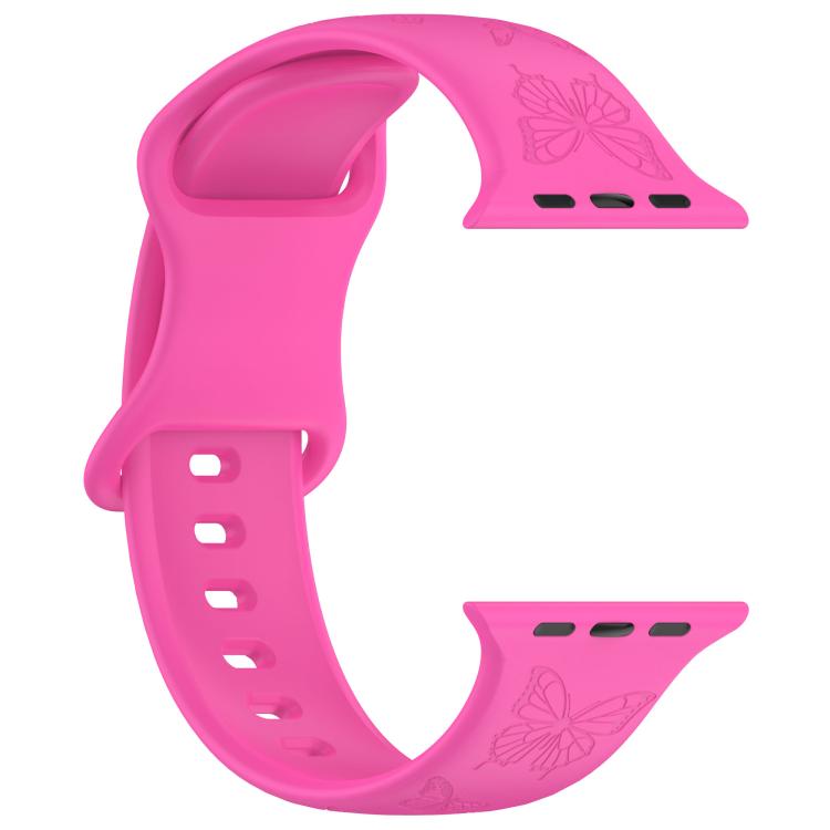 For Apple Watch 42mm / 41mm / 40mm / 38mm Kalebol 8-shaped Buckle Butterfly Embossed Silicone Watch Band
