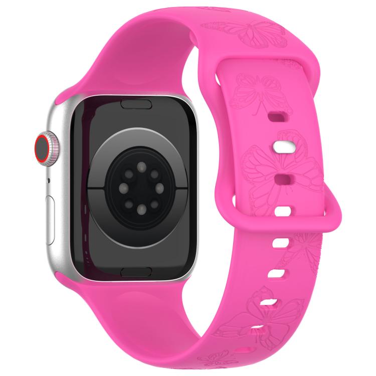For Apple Watch 42mm / 41mm / 40mm / 38mm Kalebol 8-shaped Buckle Butterfly Embossed Silicone Watch Band
