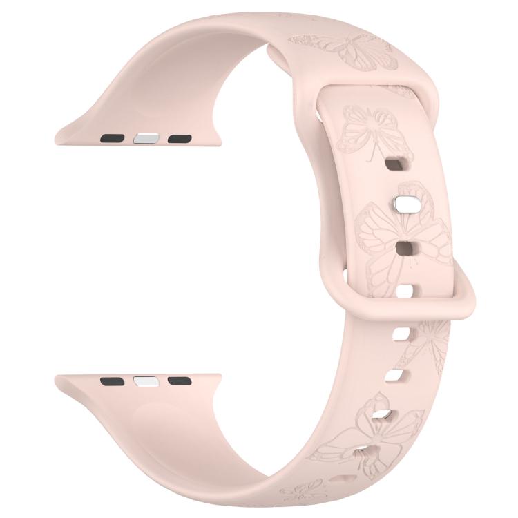 For Apple Watch 42mm / 41mm / 40mm / 38mm Kalebol 8-shaped Buckle Butterfly Embossed Silicone Watch Band