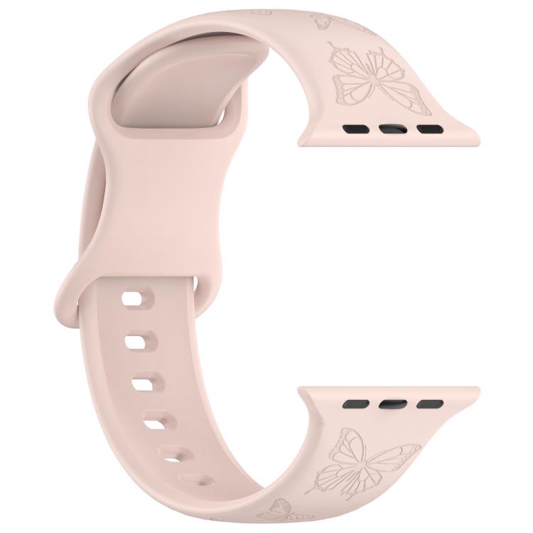 For Apple Watch 42mm / 41mm / 40mm / 38mm Kalebol 8-shaped Buckle Butterfly Embossed Silicone Watch Band