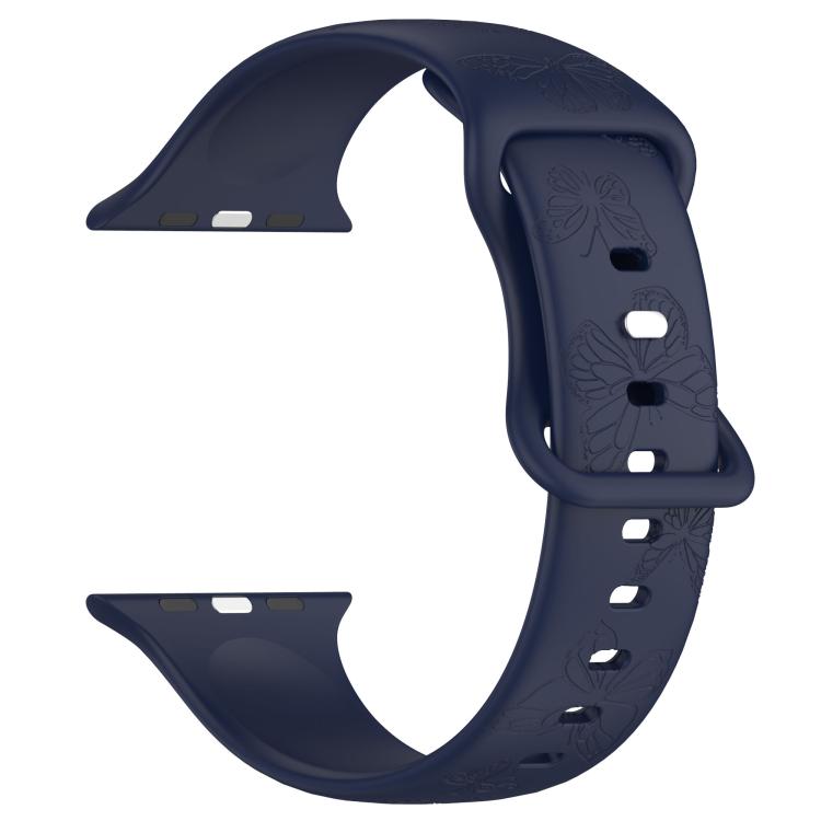 For Apple Watch 42mm / 41mm / 40mm / 38mm Kalebol 8-shaped Buckle Butterfly Embossed Silicone Watch Band