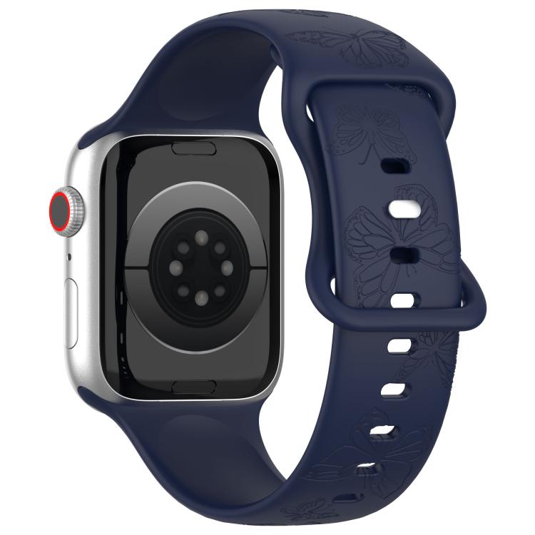 For Apple Watch 42mm / 41mm / 40mm / 38mm Kalebol 8-shaped Buckle Butterfly Embossed Silicone Watch Band