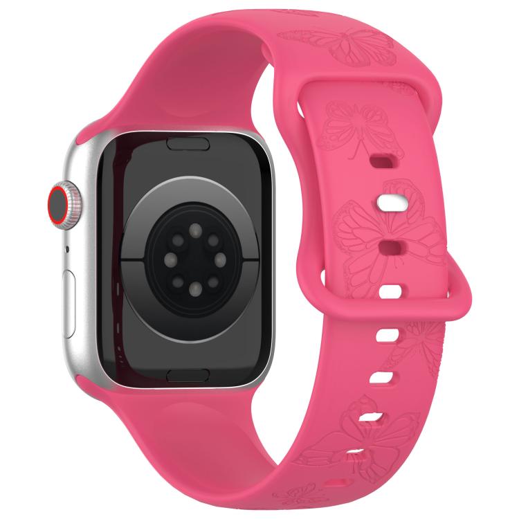 For Apple Watch 42mm / 41mm / 40mm / 38mm Kalebol 8-shaped Buckle Butterfly Embossed Silicone Watch Band
