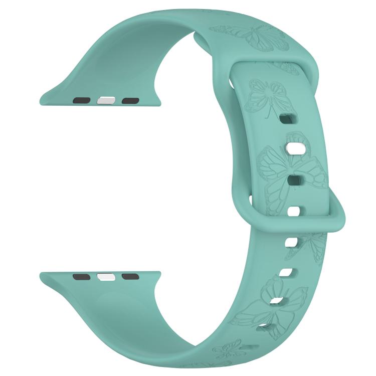 For Apple Watch 42mm / 41mm / 40mm / 38mm Kalebol 8-shaped Buckle Butterfly Embossed Silicone Watch Band