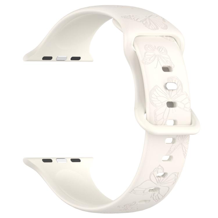 For Apple Watch 42mm / 41mm / 40mm / 38mm Kalebol 8-shaped Buckle Butterfly Embossed Silicone Watch Band