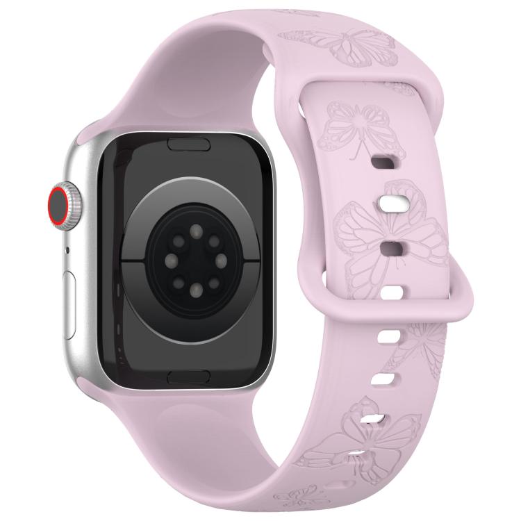 For Apple Watch 42mm / 41mm / 40mm / 38mm Kalebol 8-shaped Buckle Butterfly Embossed Silicone Watch Band