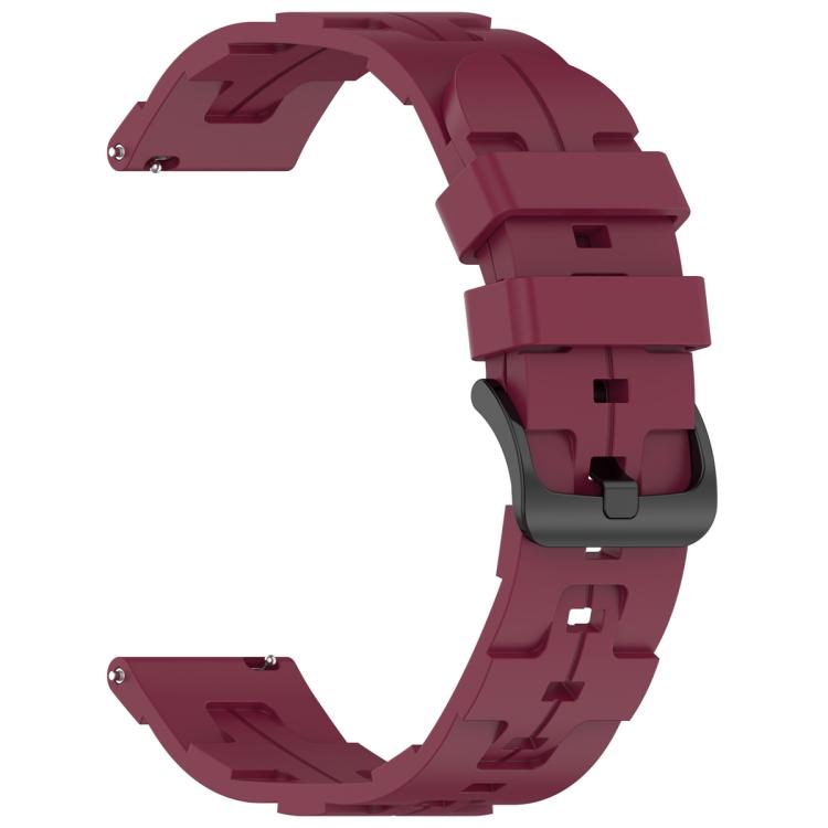 20mm Kalebol Solid Color Black Buckle Round Tail Silicone Watch Band