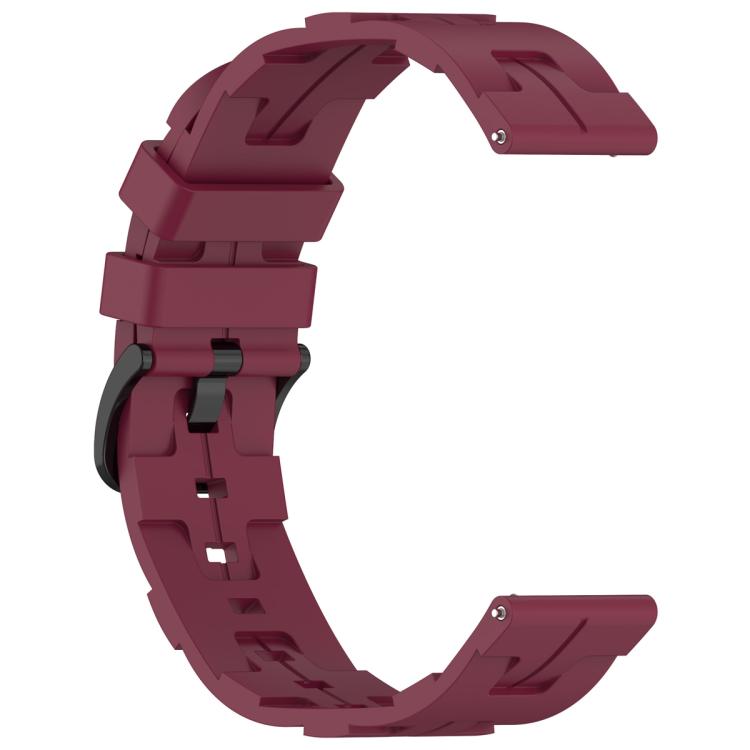 20mm Kalebol Solid Color Black Buckle Round Tail Silicone Watch Band