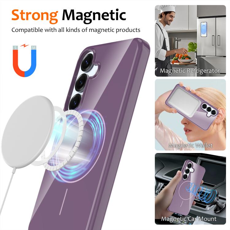 For Samsung Galaxy S24 5G Glossy TPU Shockproof MagSafe Phone Case with Lanyard