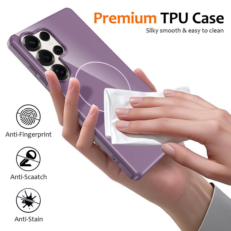 For Samsung Galaxy S25 Ultra 5G Glossy TPU Shockproof MagSafe Phone Case with Lanyard