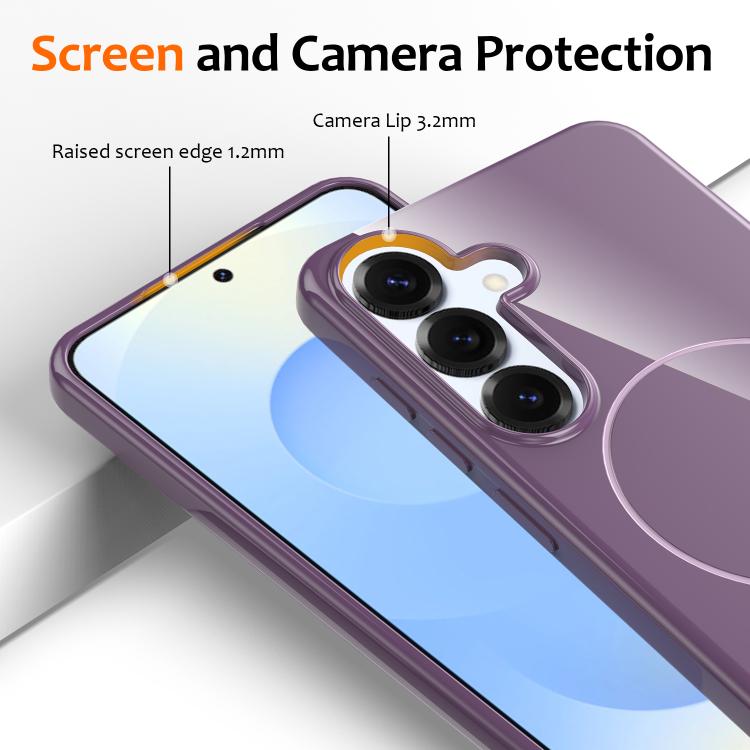 For Samsung Galaxy S25 5G Glossy TPU Shockproof MagSafe Phone Case with Lanyard