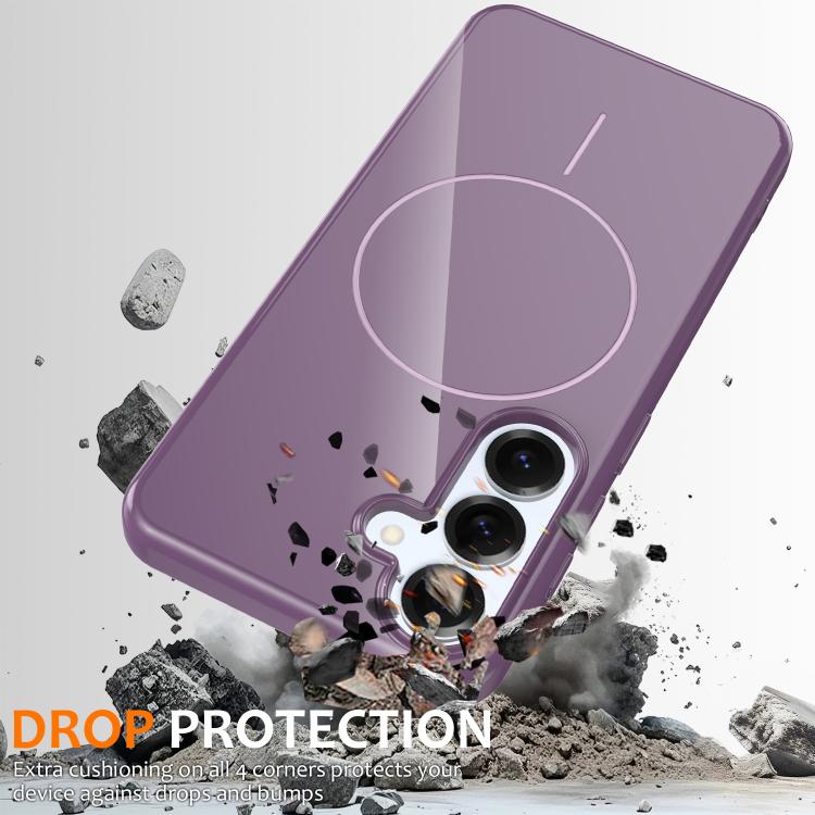 For Samsung Galaxy S25 5G Glossy TPU Shockproof MagSafe Phone Case with Lanyard