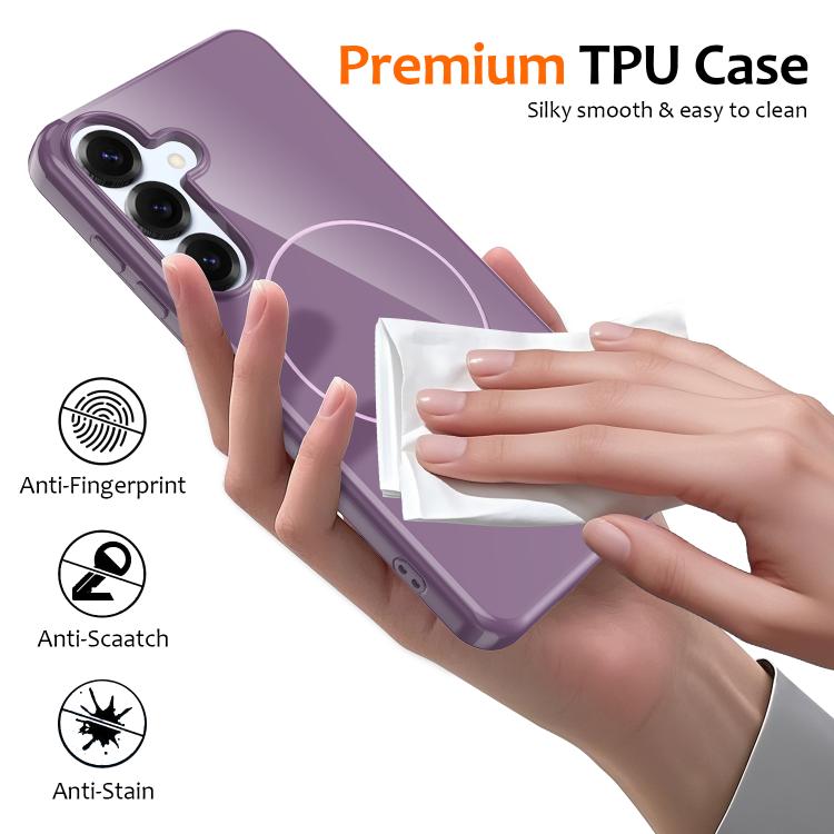 For Samsung Galaxy S25 5G Glossy TPU Shockproof MagSafe Phone Case with Lanyard