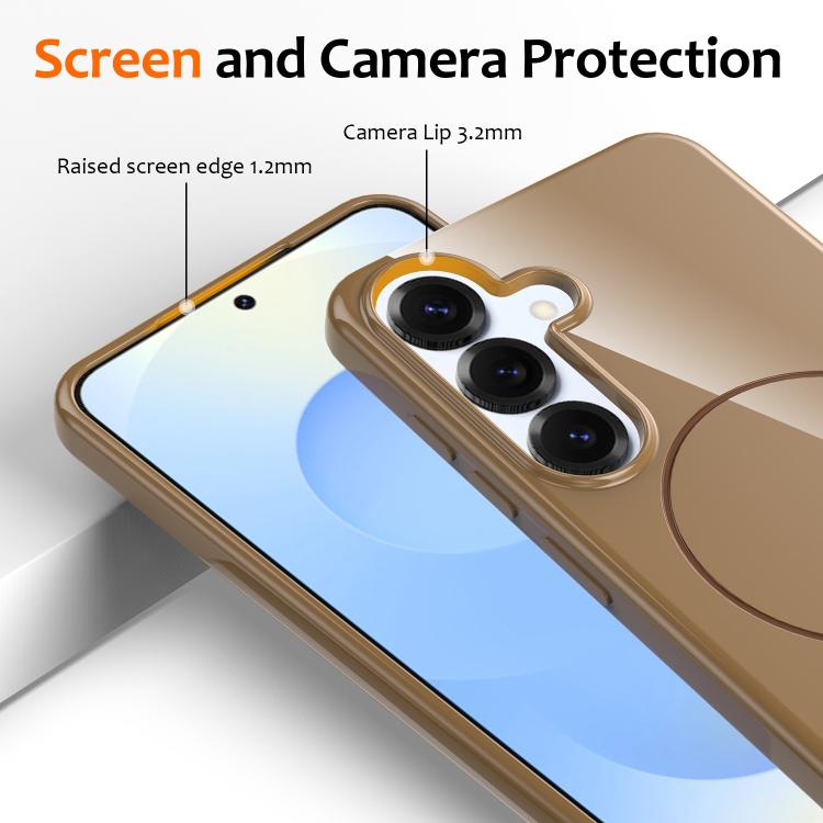 For Samsung Galaxy S25 5G Glossy TPU Shockproof MagSafe Phone Case with Lanyard