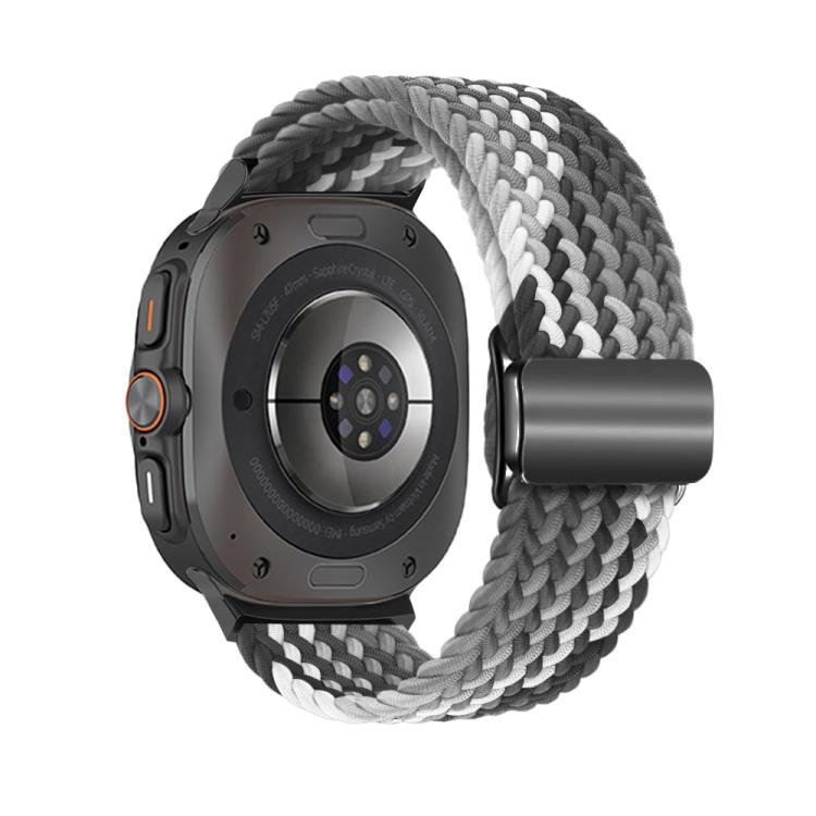 For Samsung Galaxy Watch Ultra 47mm / Ultra 2025 Kalebol Braided Loop Magnetic Black Buckle Watch Band