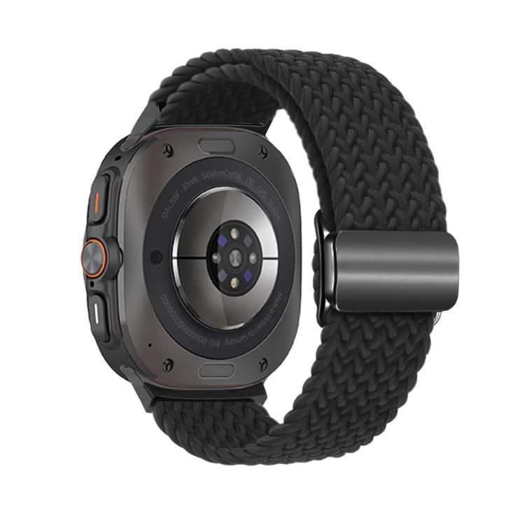 For Samsung Galaxy Watch Ultra 47mm / Ultra 2025 Kalebol Braided Loop Magnetic Black Buckle Watch Band