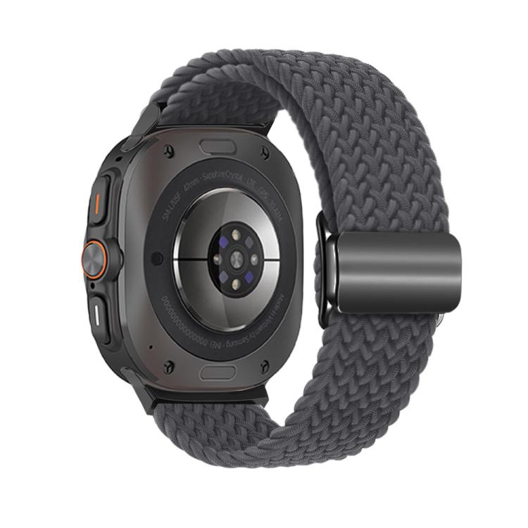 For Samsung Galaxy Watch Ultra 47mm / Ultra 2025 Kalebol Braided Loop Magnetic Black Buckle Watch Band