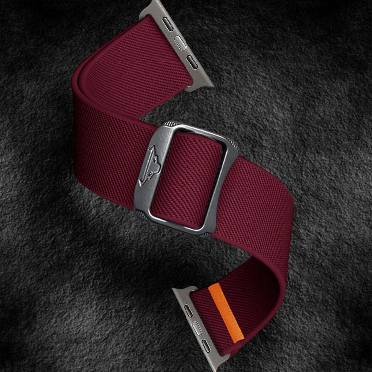 For Apple Watch 46mm / 49mm / 45mm / 44mm Kalebol Bull Bead Buckle Elastic Nylon Watch Band
