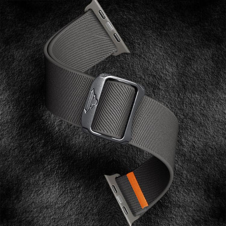 For Apple Watch 46mm / 49mm / 45mm / 44mm Kalebol Bull Bead Buckle Elastic Nylon Watch Band