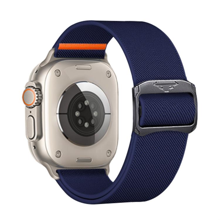 For Apple Watch 46mm / 49mm / 45mm / 44mm Kalebol Bull Bead Buckle Elastic Nylon Watch Band