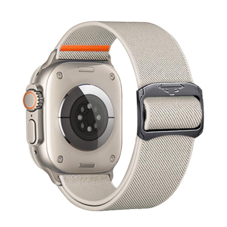 For Apple Watch 46mm / 49mm / 45mm / 44mm Kalebol Bull Bead Buckle Elastic Nylon Watch Band
