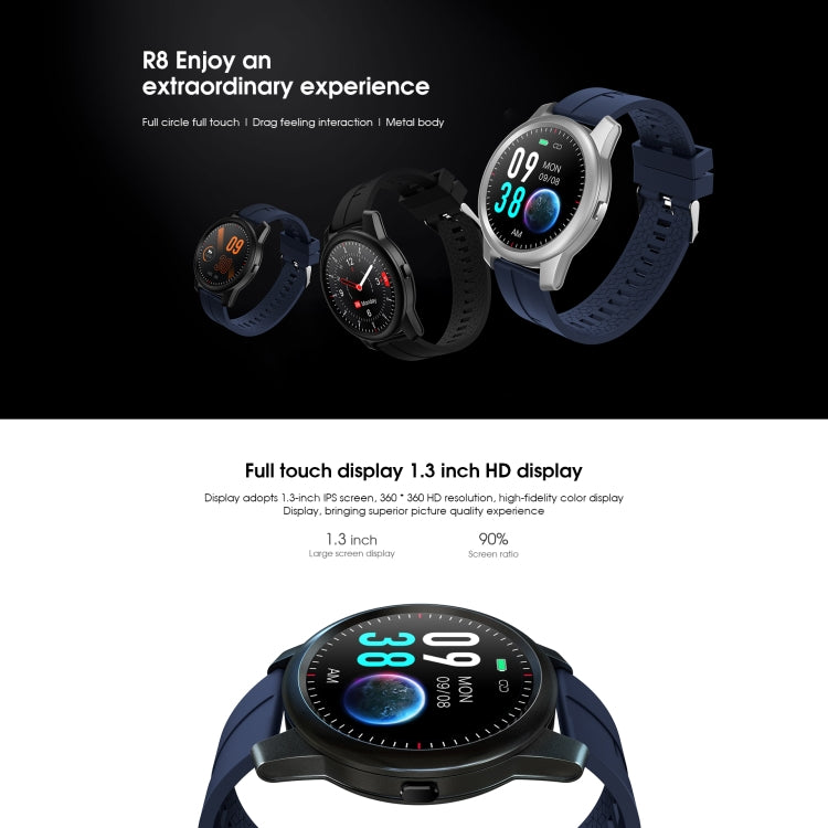[HK Warehouse] ELEPHONE R8 1.3 inch Color Screen Bluetooth 5.0 Smart Watch with TPU Strap, IP67 Waterproof, Support Heart Rate Monitor / Sleep Monitor