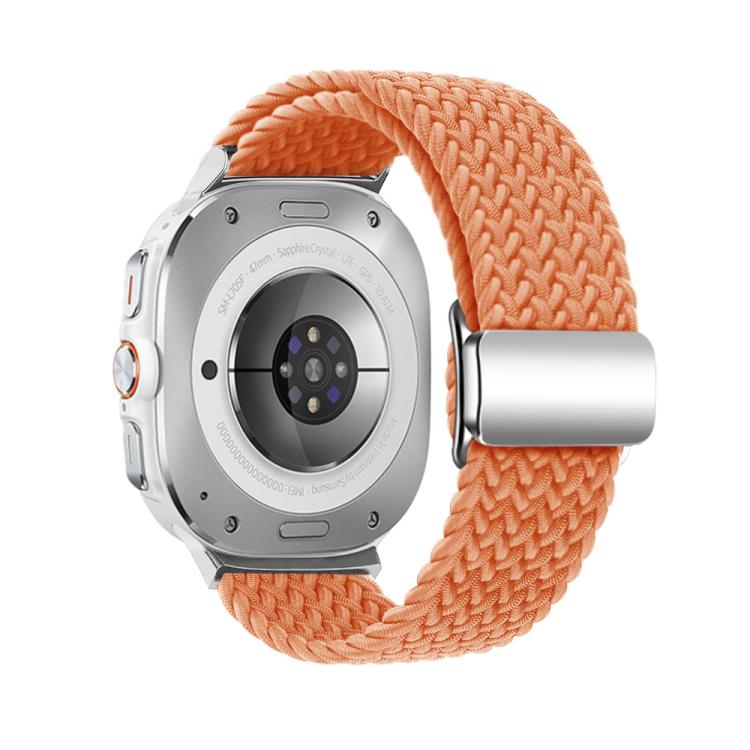 For Samsung Galaxy Watch Ultra 47mm / Ultra 2025 Kalebol Braided Loop Magnetic Silver Buckle Watch Band