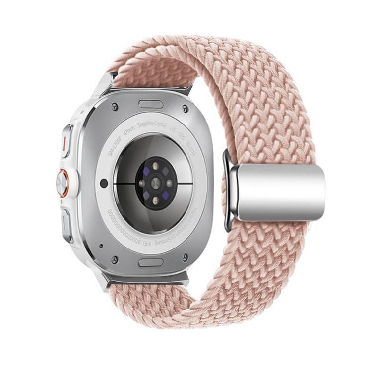 For Samsung Galaxy Watch Ultra 47mm / Ultra 2025 Kalebol Braided Loop Magnetic Silver Buckle Watch Band