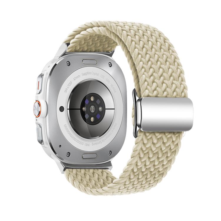 For Samsung Galaxy Watch Ultra 47mm / Ultra 2025 Kalebol Braided Loop Magnetic Silver Buckle Watch Band