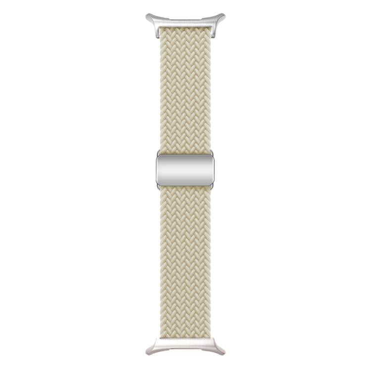 For Samsung Galaxy Watch Ultra 47mm / Ultra 2025 Kalebol Braided Loop Magnetic Silver Buckle Watch Band