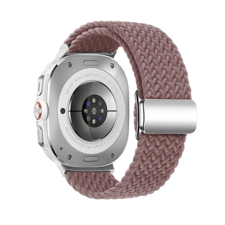 For Samsung Galaxy Watch Ultra 47mm / Ultra 2025 Kalebol Braided Loop Magnetic Silver Buckle Watch Band