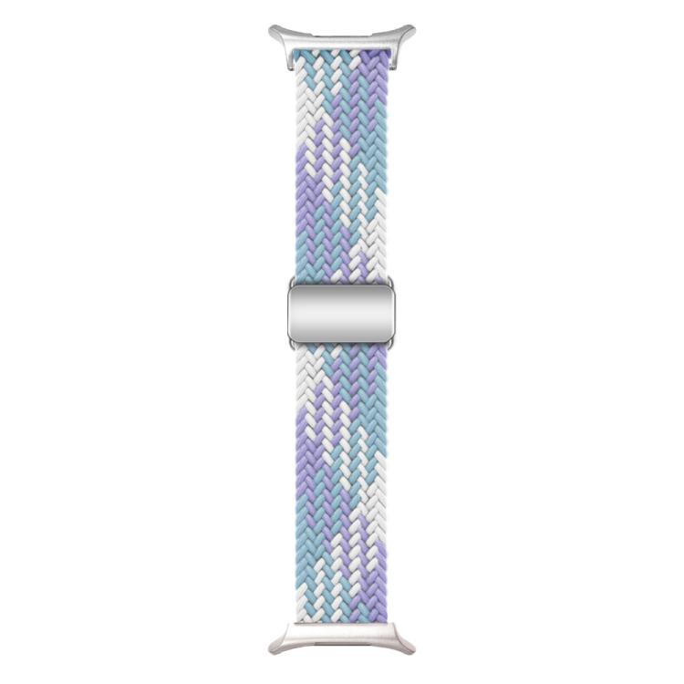 For Samsung Galaxy Watch Ultra 47mm / Ultra 2025 Kalebol Braided Loop Magnetic Silver Buckle Watch Band