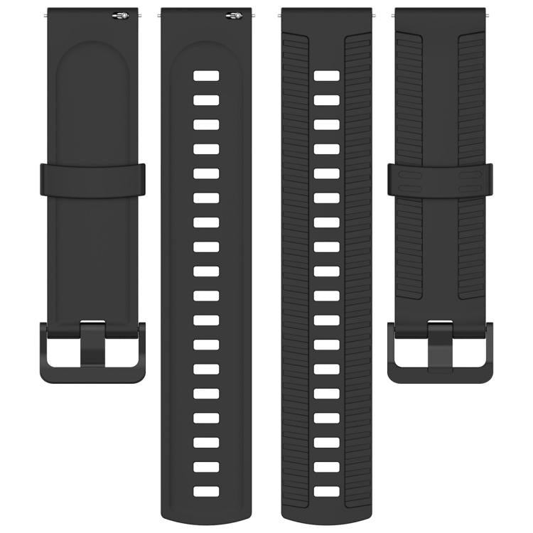 20mm Kalebol Black Buckle Tire Pattern Silicone Watch Band