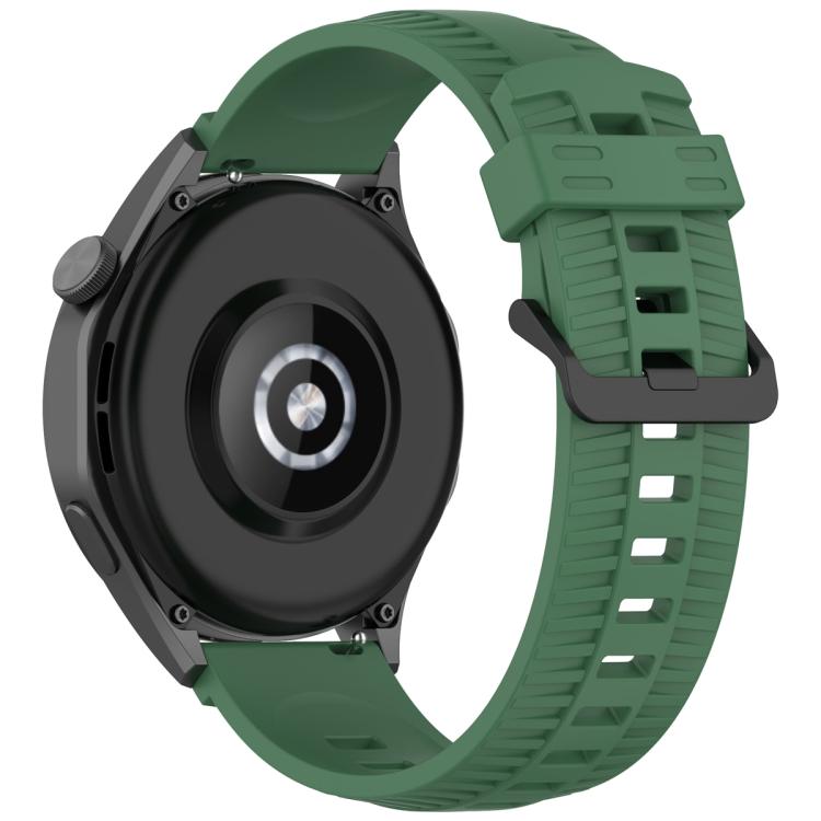 20mm Kalebol Black Buckle Tire Pattern Silicone Watch Band