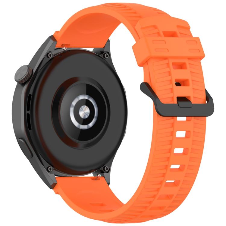 22mm Kalebol Black Buckle Tire Pattern Silicone Watch Band