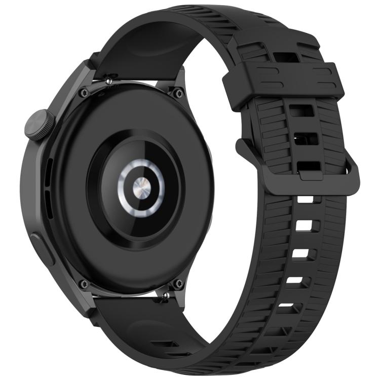 22mm Kalebol Black Buckle Tire Pattern Silicone Watch Band