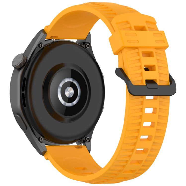 22mm Kalebol Black Buckle Tire Pattern Silicone Watch Band