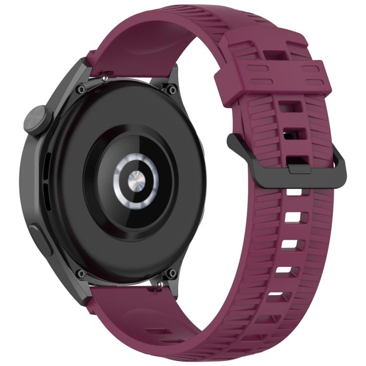 22mm Kalebol Black Buckle Tire Pattern Silicone Watch Band