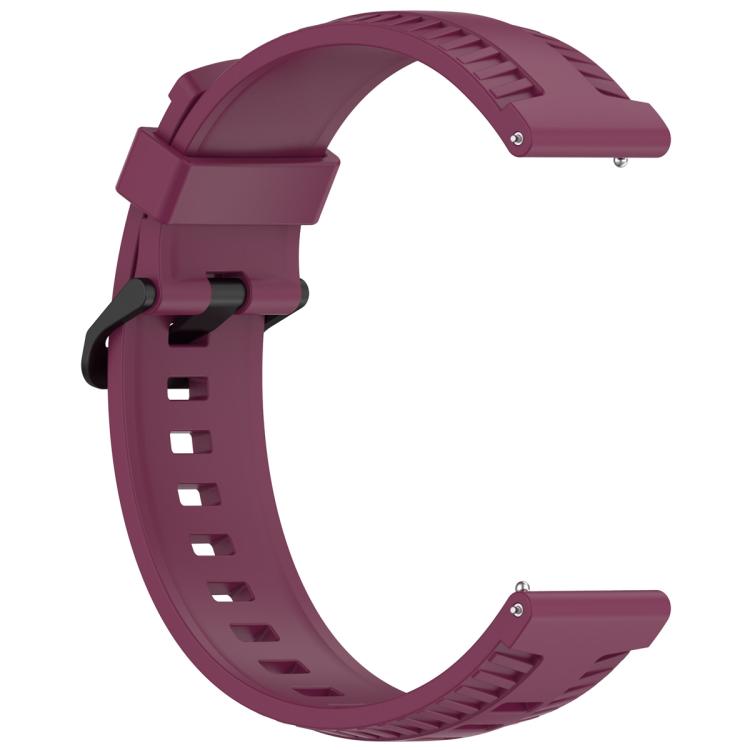 22mm Kalebol Black Buckle Tire Pattern Silicone Watch Band