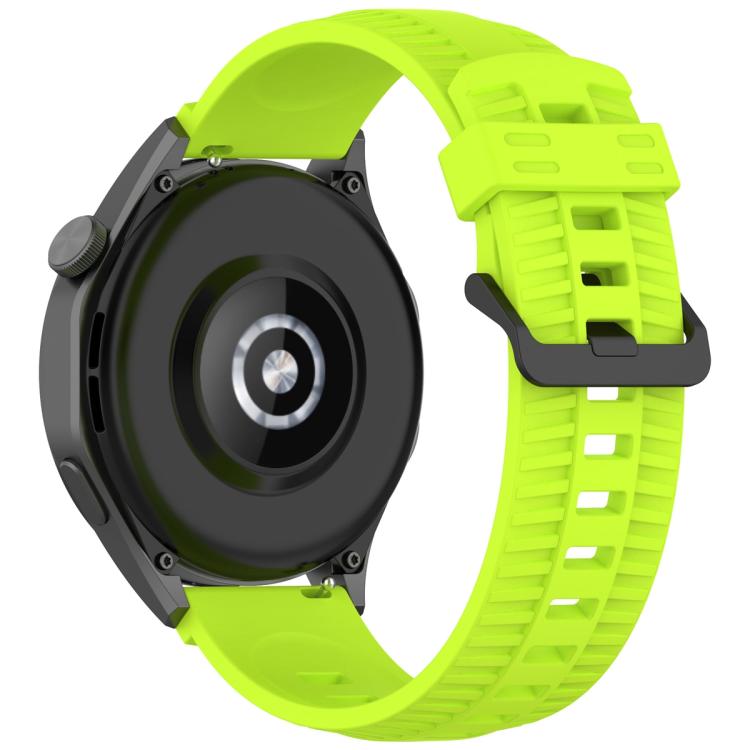 22mm Kalebol Black Buckle Tire Pattern Silicone Watch Band